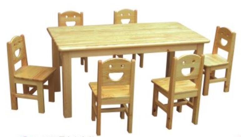 橡木六人桌 幼儿园实木桌 环保六人木桌